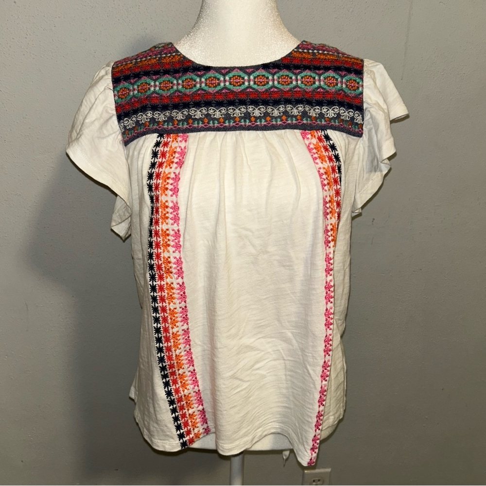 THML Cream Blouse with Vibrant Embroidery